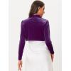 imageAllegra K Long Sleeve Shrug Top for Womens Lapel Collar Velvet Christmas Open Front Cropped CardiganPurple