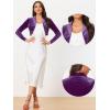 imageAllegra K Long Sleeve Shrug Top for Womens Lapel Collar Velvet Christmas Open Front Cropped CardiganPurple