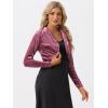 imageAllegra K Long Sleeve Shrug Top for Womens Lapel Collar Velvet Christmas Open Front Cropped CardiganViolet