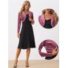 imageAllegra K Long Sleeve Shrug Top for Womens Lapel Collar Velvet Christmas Open Front Cropped CardiganViolet