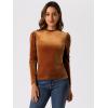 imageAllegra K Metallic Velvet Top for Womens Puff Long Sleeve Mock Neck Vintage Christmas Glitter TShirtBrown