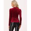 imageAllegra K Metallic Velvet Top for Womens Puff Long Sleeve Mock Neck Vintage Christmas Glitter TShirtBurgundy