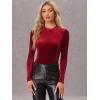 imageAllegra K Metallic Velvet Top for Womens Puff Long Sleeve Mock Neck Vintage Christmas Glitter TShirtBurgundy