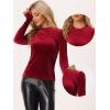 imageAllegra K Metallic Velvet Top for Womens Puff Long Sleeve Mock Neck Vintage Christmas Glitter TShirtBurgundy