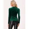 imageAllegra K Metallic Velvet Top for Womens Puff Long Sleeve Mock Neck Vintage Christmas Glitter TShirtDark Green