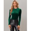 imageAllegra K Metallic Velvet Top for Womens Puff Long Sleeve Mock Neck Vintage Christmas Glitter TShirtDark Green