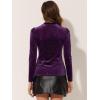 imageAllegra K Metallic Velvet Top for Womens Puff Long Sleeve Mock Neck Vintage Christmas Glitter TShirtDark Purple