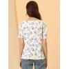 imageAllegra K Womens 2023 Floral Blouse Round Neck Short Sleeve Summer TopWhite