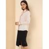 imageAllegra K Womens Printed Long Sleeve Piped Button Down Office ShirtBeige