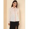 imageAllegra K Womens Printed Long Sleeve Piped Button Down Office ShirtBeige