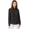 imageAllegra K Womens Printed Long Sleeve Piped Button Down Office ShirtBlack