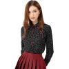 imageAllegra K Womens Printed Long Sleeve Piped Button Down Office ShirtBlack