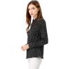 imageAllegra K Womens Printed Long Sleeve Piped Button Down Office ShirtBlack
