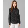 imageAllegra K Womens Printed Long Sleeve Piped Button Down Office ShirtBlack