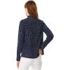 imageAllegra K Womens Printed Long Sleeve Piped Button Down Office ShirtBlue