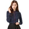 imageAllegra K Womens Printed Long Sleeve Piped Button Down Office ShirtBlue