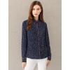 imageAllegra K Womens Printed Long Sleeve Piped Button Down Office ShirtBlue