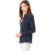 imageAllegra K Womens Printed Long Sleeve Piped Button Down Office ShirtBlue