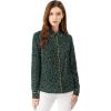 imageAllegra K Womens Printed Long Sleeve Piped Button Down Office ShirtGreen
