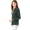 imageAllegra K Womens Printed Long Sleeve Piped Button Down Office ShirtGreen