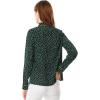 imageAllegra K Womens Printed Long Sleeve Piped Button Down Office ShirtGreen