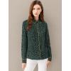 imageAllegra K Womens Printed Long Sleeve Piped Button Down Office ShirtGreen