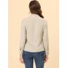 imageAllegra K Womens Printed Long Sleeve Piped Button Down Office ShirtKhaki
