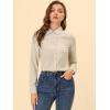 imageAllegra K Womens Printed Long Sleeve Piped Button Down Office ShirtKhaki