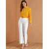 imageAllegra K Womens Printed Long Sleeve Piped Button Down Office ShirtOrange