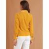 imageAllegra K Womens Printed Long Sleeve Piped Button Down Office ShirtOrange