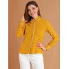 imageAllegra K Womens Printed Long Sleeve Piped Button Down Office ShirtOrange