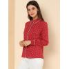imageAllegra K Womens Printed Long Sleeve Piped Button Down Office ShirtRed
