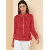 imageAllegra K Womens Printed Long Sleeve Piped Button Down Office ShirtRed
