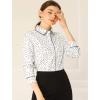 imageAllegra K Womens Printed Long Sleeve Piped Button Down Office ShirtWhite