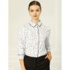 imageAllegra K Womens Printed Long Sleeve Piped Button Down Office ShirtWhite