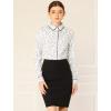 imageAllegra K Womens Printed Long Sleeve Piped Button Down Office ShirtWhite