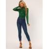 imageAllegra K Womens See Through Long Sleeve Turtleneck Sheer Floral Lace Blouse TopDark Green