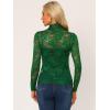 imageAllegra K Womens See Through Long Sleeve Turtleneck Sheer Floral Lace Blouse TopDark Green