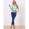 imageAllegra K Womens See Through Long Sleeve Turtleneck Sheer Floral Lace Blouse TopLight Green
