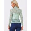 imageAllegra K Womens See Through Long Sleeve Turtleneck Sheer Floral Lace Blouse TopLight Green