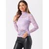 imageAllegra K Womens See Through Long Sleeve Turtleneck Sheer Floral Lace Blouse TopLight Purple