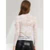 imageAllegra K Womens See Through Long Sleeve Turtleneck Sheer Floral Lace Blouse TopWhite