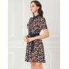 imageAllegra K Womens Short Sleeve Contrast Collar Belted Floral Shirt DressBlack