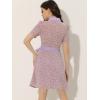 imageAllegra K Womens Short Sleeve Contrast Collar Belted Floral Shirt DressPurple