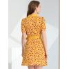 imageAllegra K Womens Short Sleeve Contrast Collar Belted Floral Shirt DressYellow