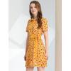 imageAllegra K Womens Short Sleeve Contrast Collar Belted Floral Shirt DressYellow