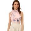 imageAllegra K Halter Neck Sleeveless Tank Tops for Womens Tie Neck Top Floral Cami TopsPink