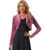 imageAllegra K Long Sleeve Shrug Top for Womens Lapel Collar Velvet Christmas Open Front Cropped CardiganViolet