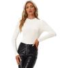 imageAllegra K Metallic Velvet Top for Womens Puff Long Sleeve Mock Neck Vintage Christmas Glitter TShirtWhite