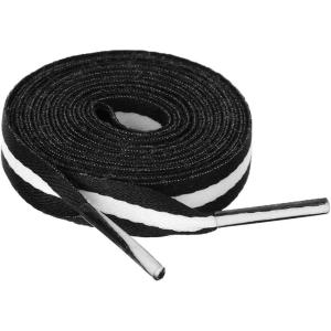imageAllegra K Colorful Color Block Stripe Canvas Shoe Strings Flat Shoelace for Sneaker 2 PairsBlackwhiteblack